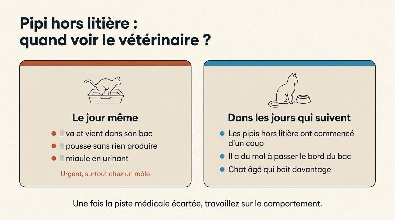Signes qui demandent de voir le vétérinaire le jour même, et signes qui demandent un rendez-vous dans les jours qui suivent