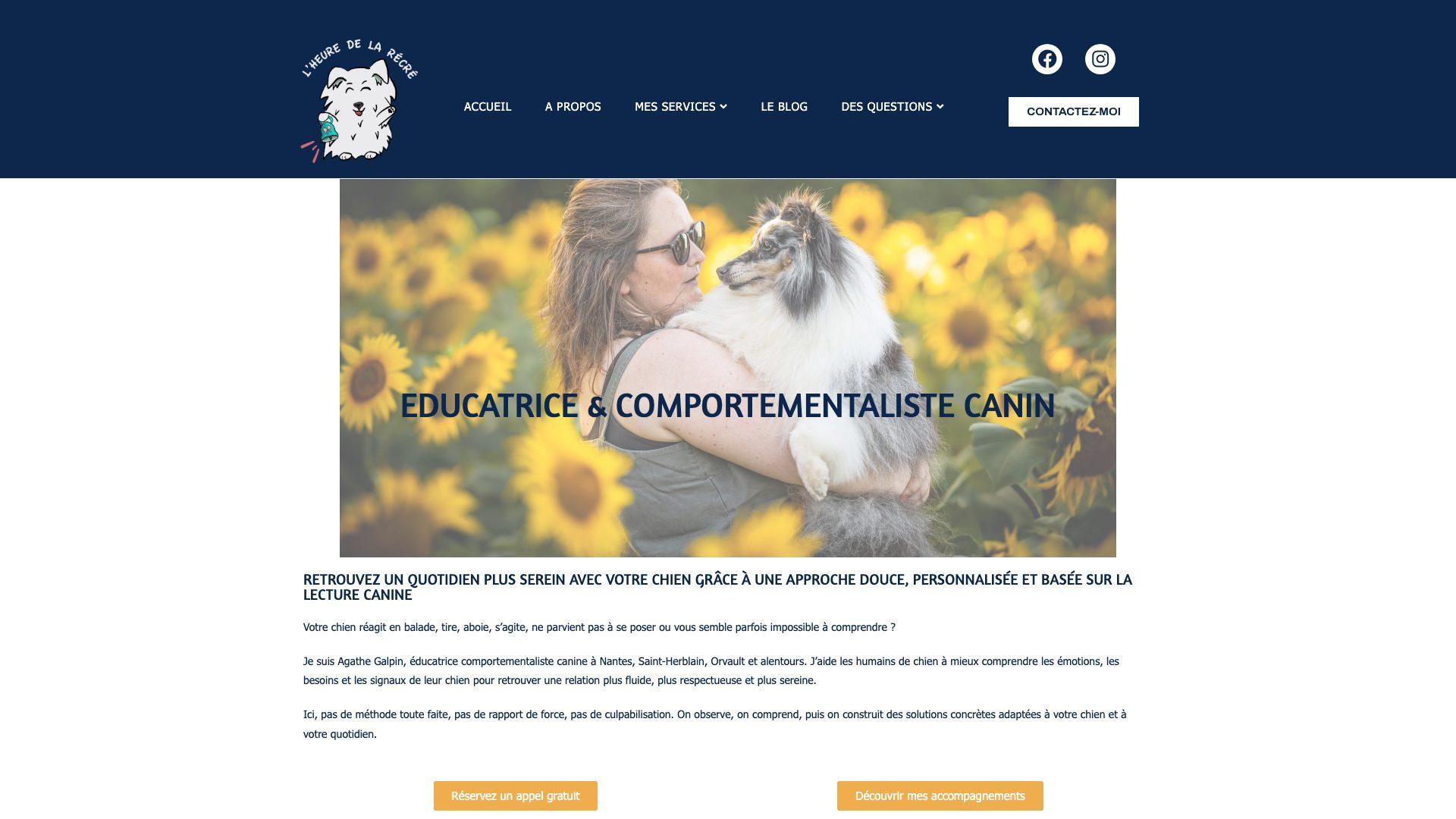 Capture d’écran de la page d’accueil du site L’Heure de la Récré