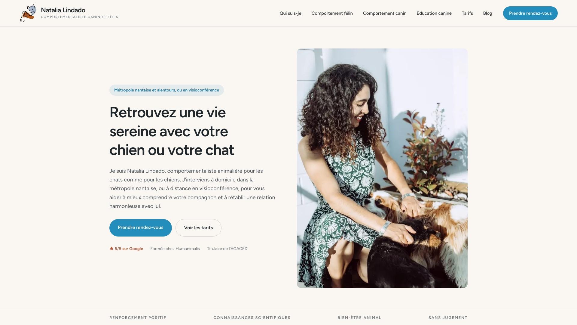Capture d’écran de la page d’accueil du site de Natalia Lindado