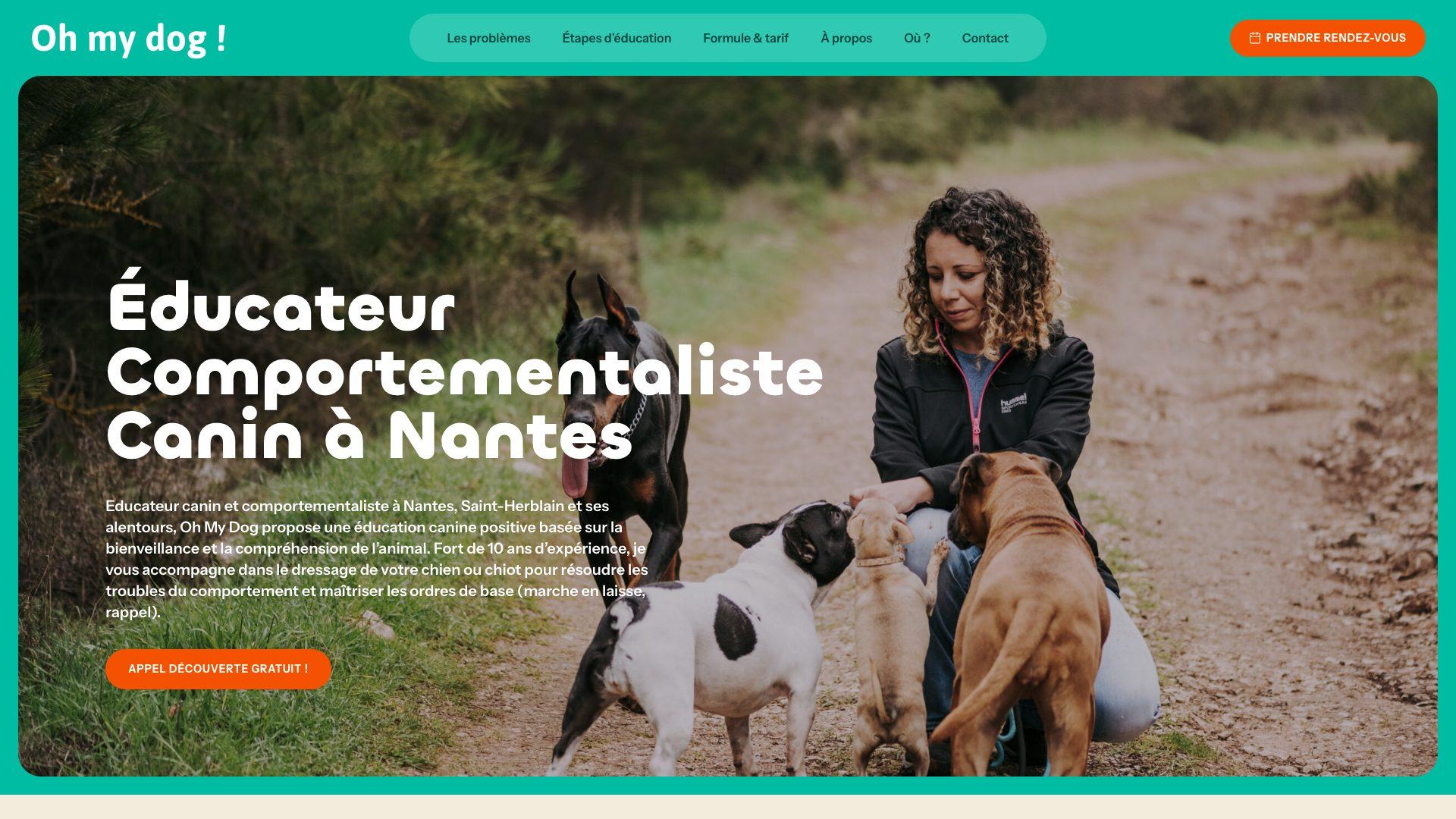 Capture d’écran de la page d’accueil du site Oh My Dog !